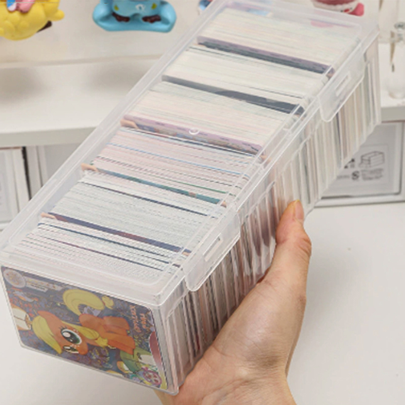 Transparent Card Storage Box Organizer with Compartments for Photocards Desk Accessories and Small Items