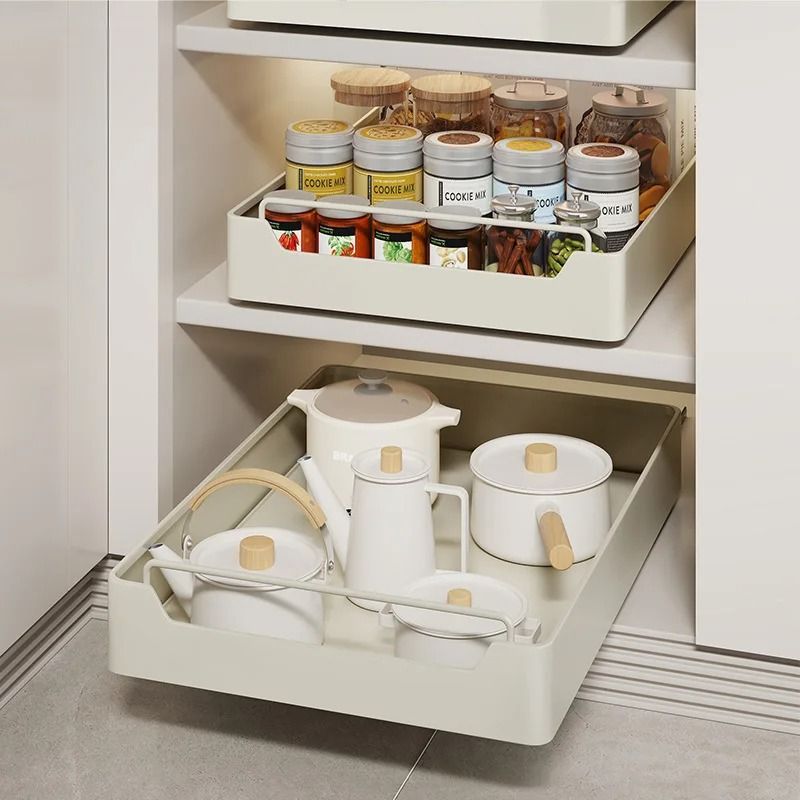 Basalt Rail Nexus | Premium Metal Pull-Out Cabinet Drawer & Spice Storage System