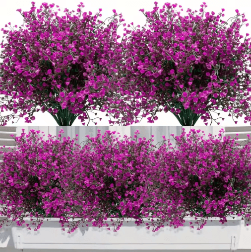 12 Bunches UV-Resistant Artificial Flowers Lush Outdoor Artificial Plants for Garden & Window Box Decor