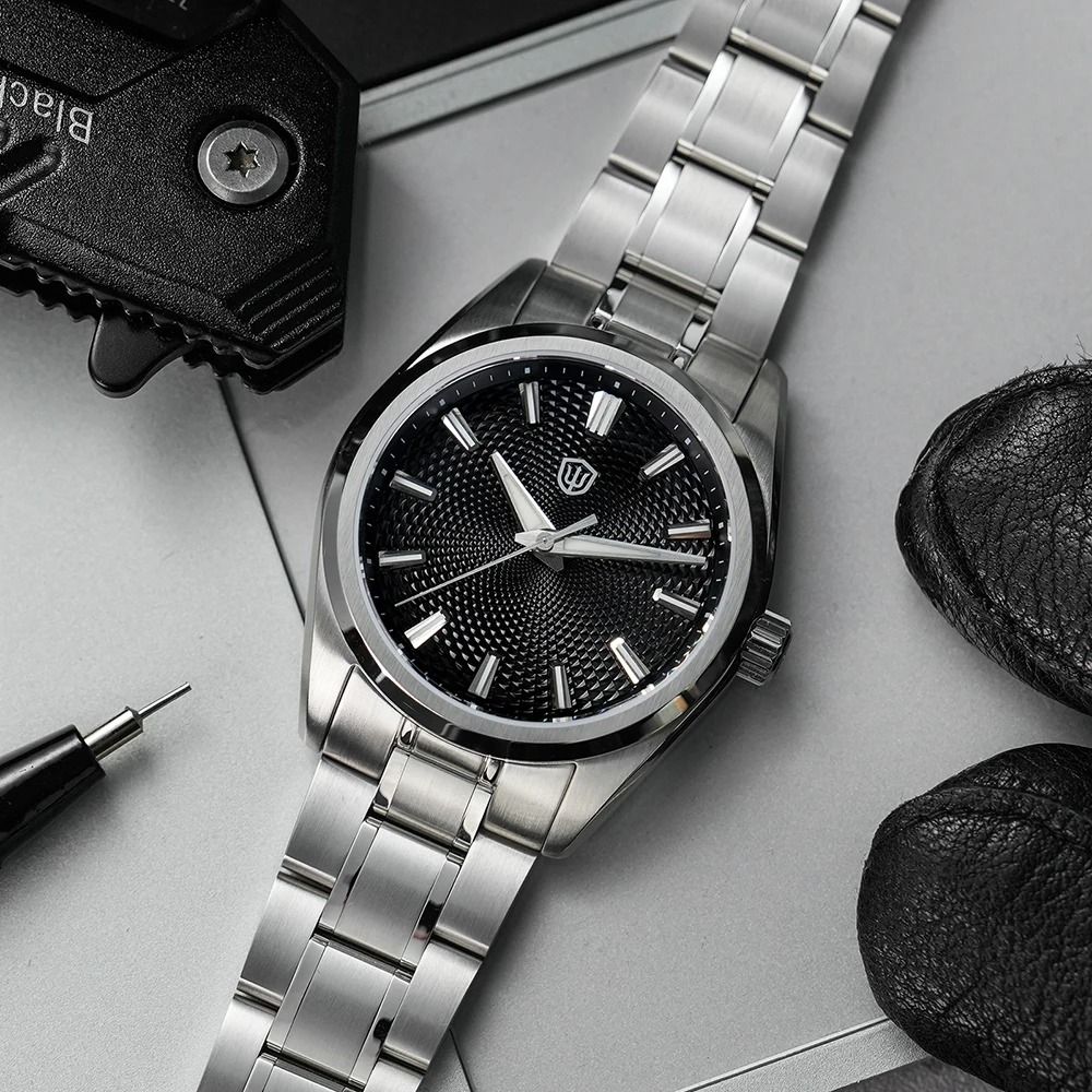 Guilloche Dial Quartz Watch – High-Precision Sweep Movement Luxury Timepiece