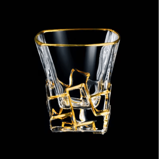 Gold Line Crystal Whiskey Tumblers Set Golden Rim Whisky Glasses for Cocktails Wine and Beer