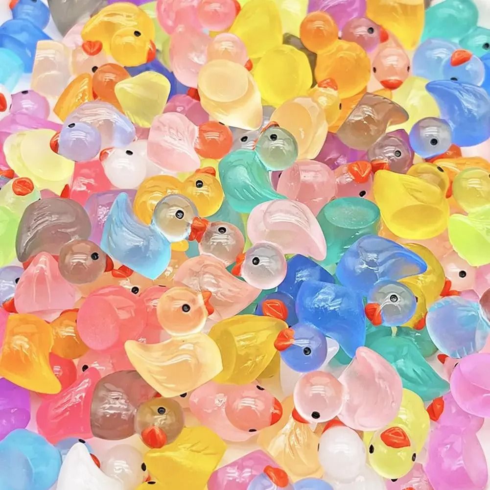 Mini Luminous Duck Figurines Resin Fairy Garden Decor Set