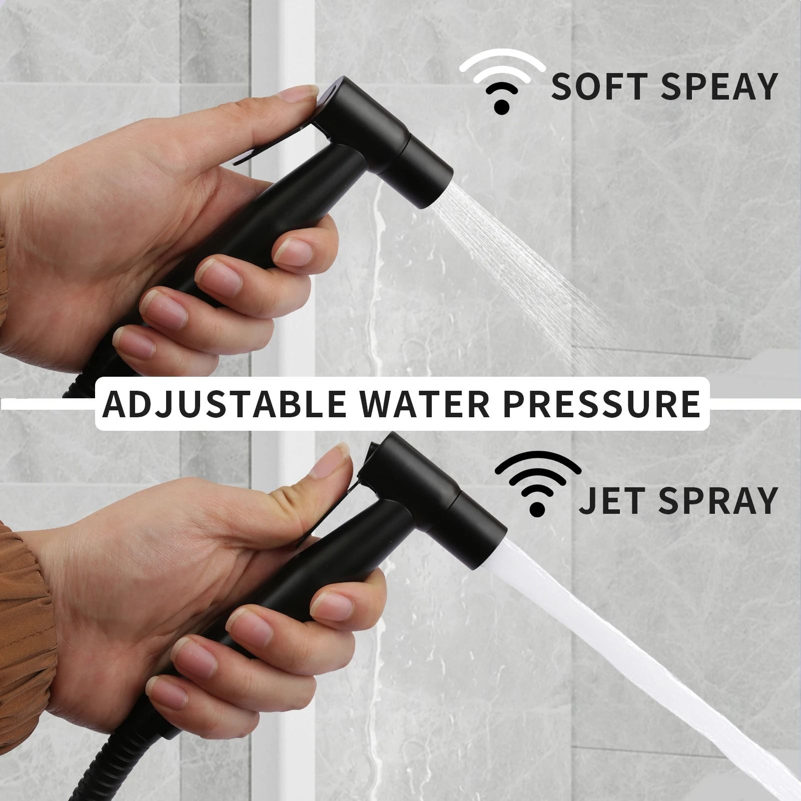 Handheld Bidet Sprayer Set Stainless Steel Toilet Spray Gun with Self Cleaning Nozzle