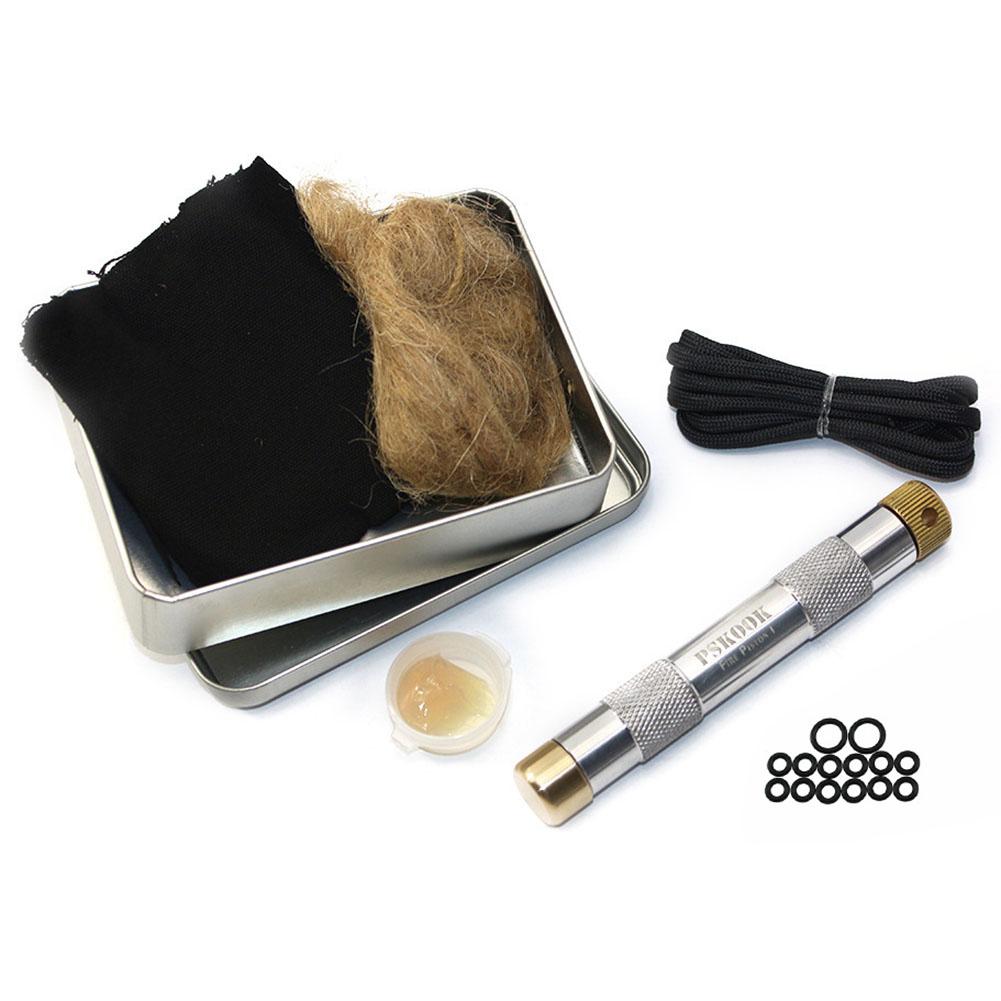 Compact Brass Fire Piston Survival Tool Outdoor Emergency Fire Starter Kit