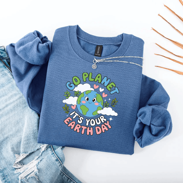 Go Planet Earth Day Sweatshirt Cute Earth Day Sweatshirt Funny Teacher Eco Crewneck