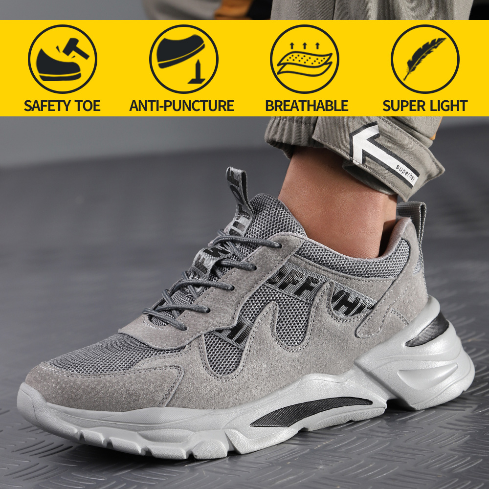 Steel Toe Men Work Safety Shoes, Anti-Puncture, Anti-Stabbing, Wearable Breathable Soft Lightweight Sneakers Boots