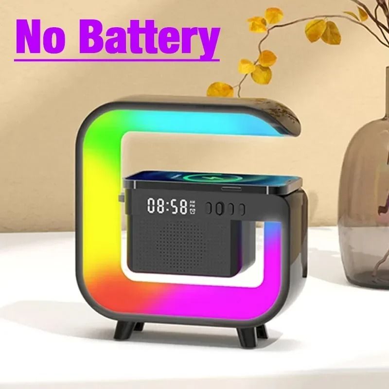 Home Bluetooth Speaker with Wireless Charger and RGB Alarm Clock