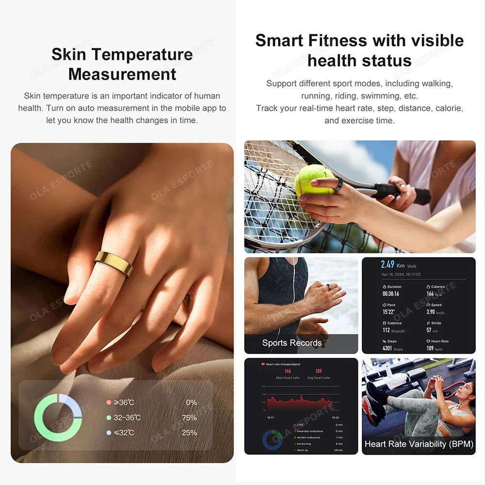 R09 Smart Health Fitness Ring Heart Rate SpO2 Sleep Tracker