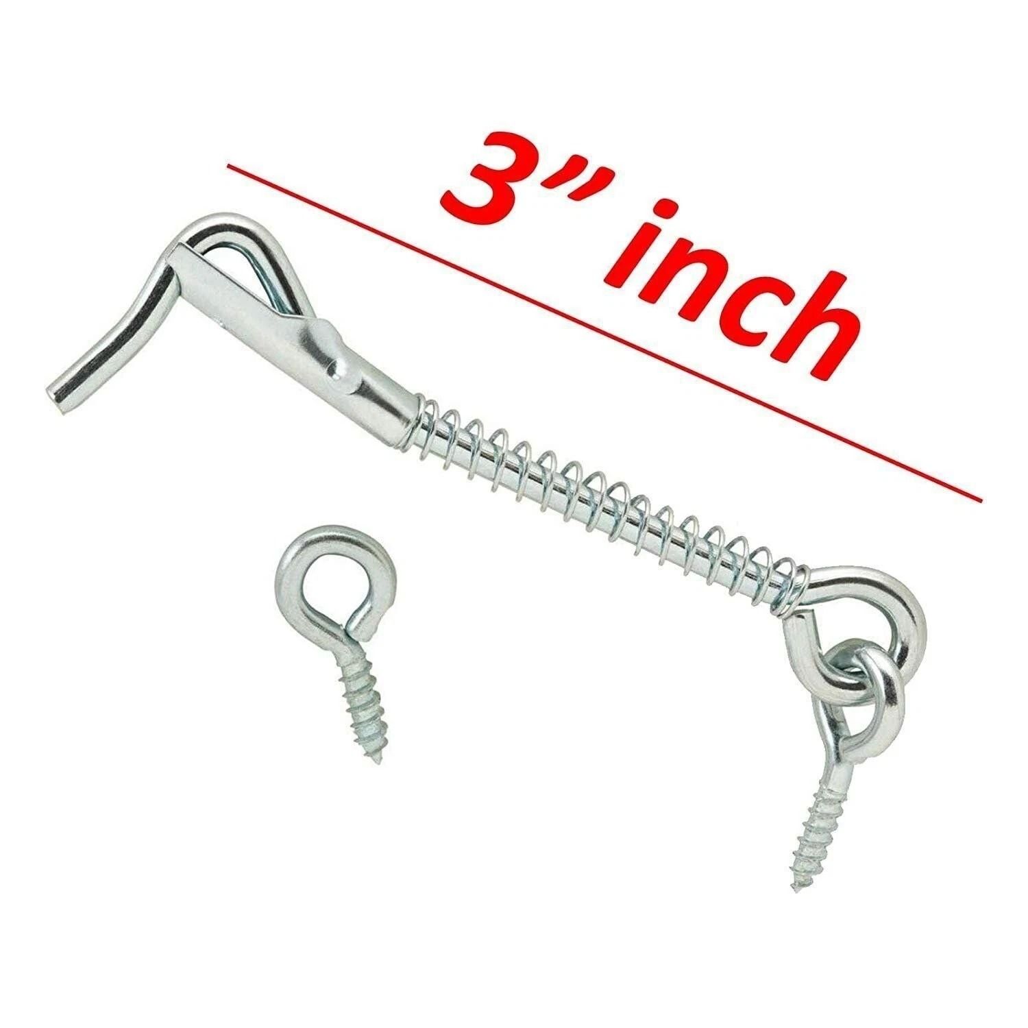 Heavy Duty Gate Hook and Eye Latch Set with Spring Lock for Barn Doors and Outdoor Gates