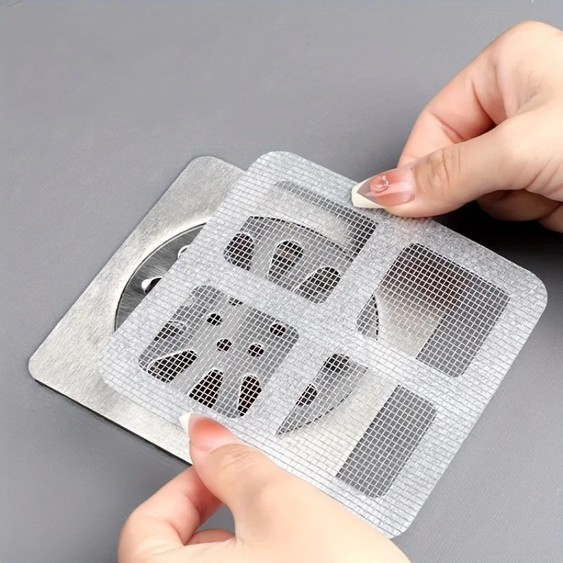 Disposable Shower Drain Hair Catcher Mesh Stickers Pack Hair Trap Filter Covers