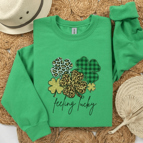 St Patricks Day Sweatshirt for Women Lucky Shamrock Irish Crewneck Pullover