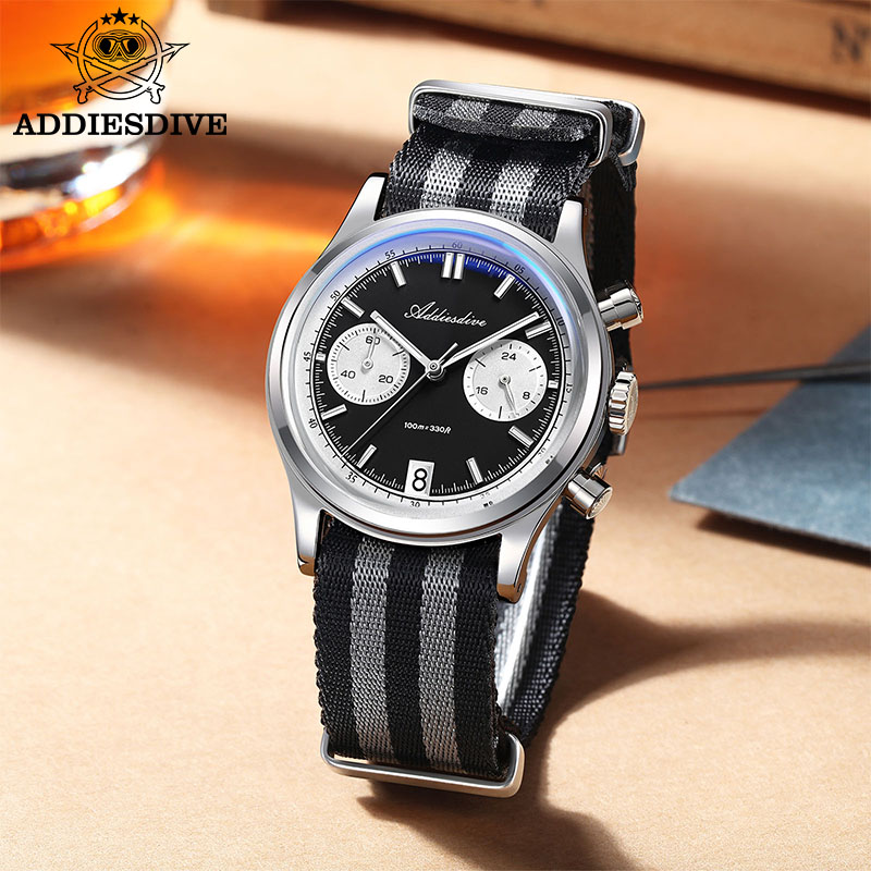 Men Quartz Chronograph Watch Waterproof Luxury 38mm Steel Wristwatch