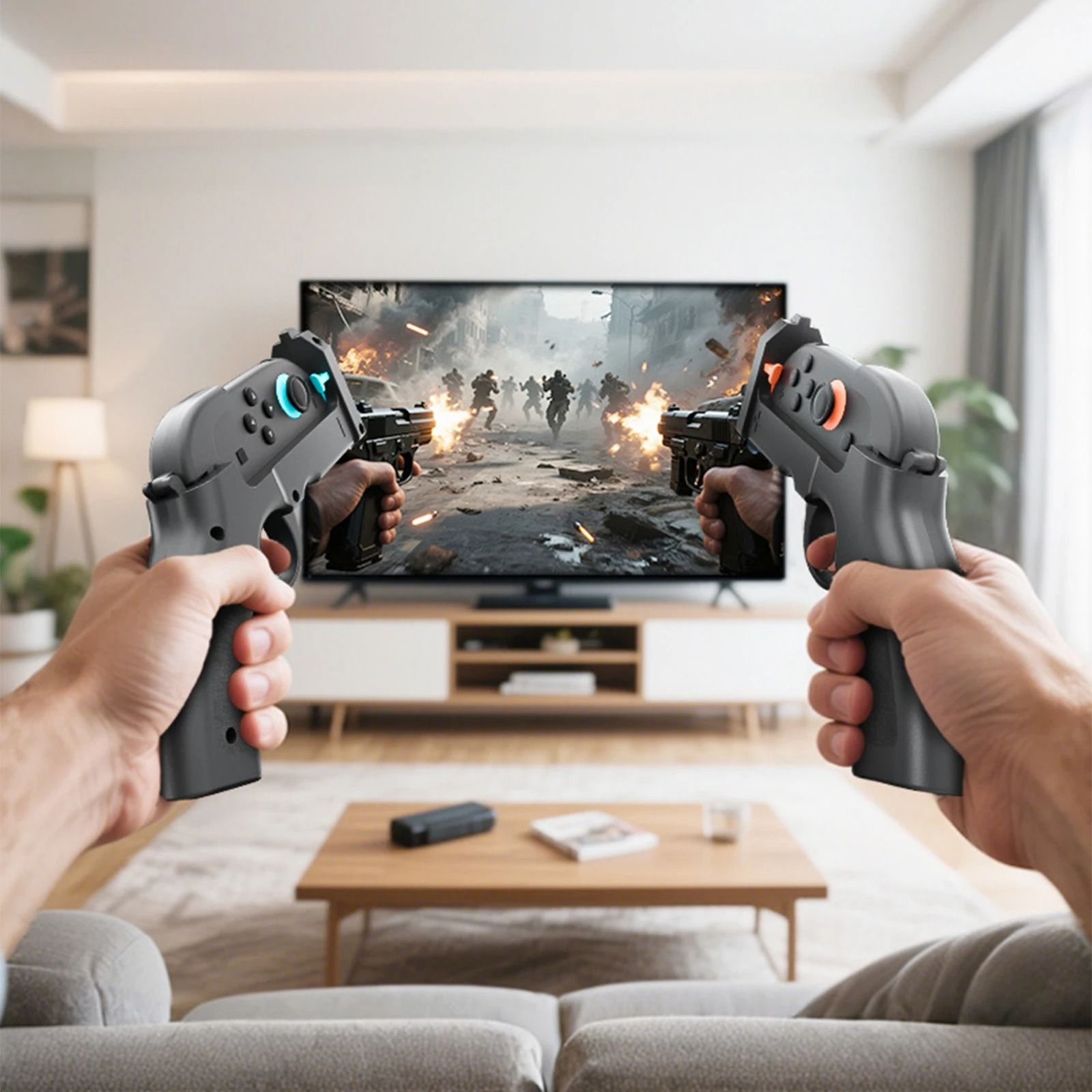 Nintendo Switch Gun Controller Grip Shooting Game Motion Hand Grip 2 Pack
