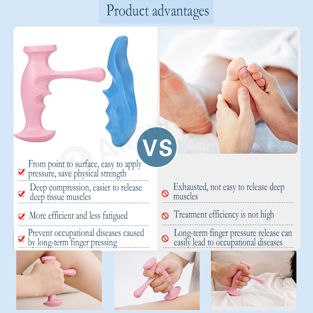 Trigger Point Handheld Massager, Reflexology Stick, T-shaped Point Thumb Finger Press, Best Back Massager Roller Tool