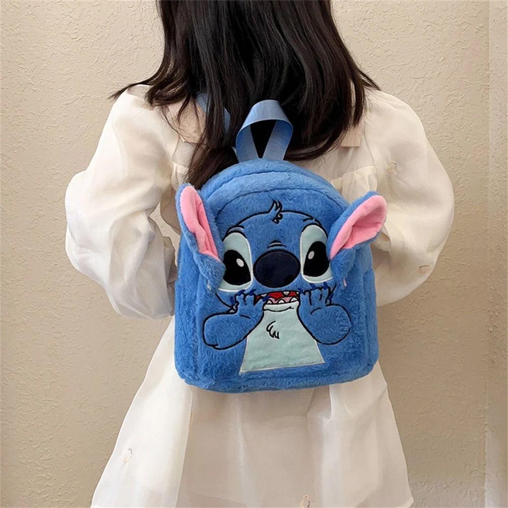 New Plush Blue Stitch Funny Cartoon Backpack Large Capacity Kindergarten Student Bag