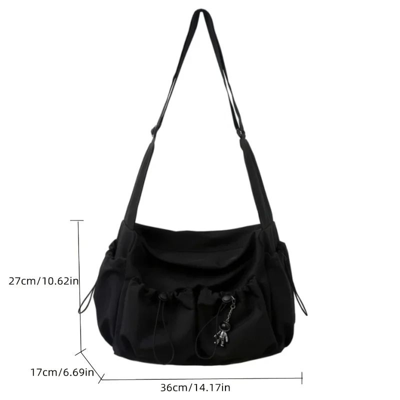 Fashionable Crossbody Bag with Drawstring Accent Spacious Secure Zipper Closure