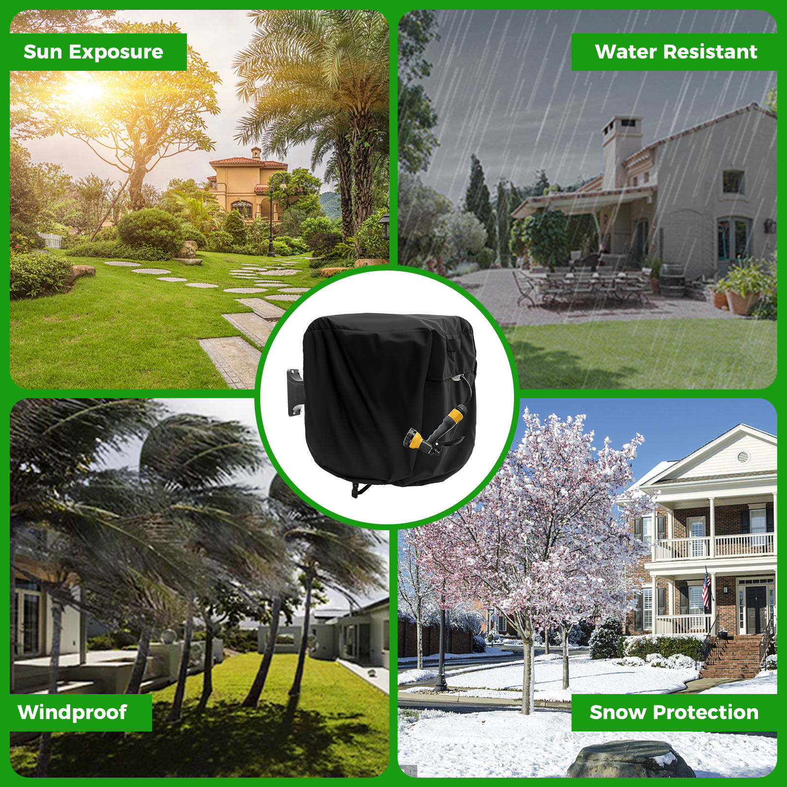 Adjustable Garden Hose Reel Covers, Hose Holder Cover, Waterproof Hosepipes Cover, Easy to Install Hose Reel Cart Cover