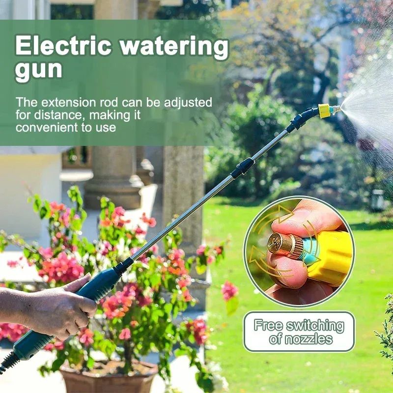 High-Pressure Electric Garden Sprayer (2400mAh) with 3 Nozzles & Telescopic Wand