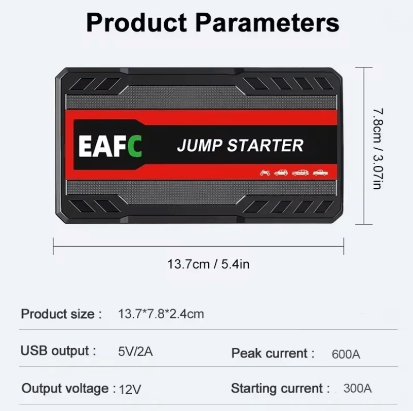 PowerStart 600A Portable Jump Starter Power Bank