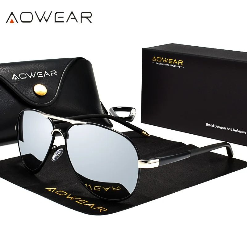 AOWEAR Mens Aviation Polarized HD Mirror Sunglasses