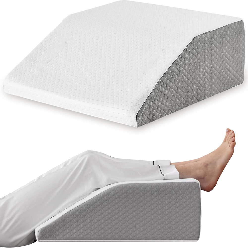 ErgoLift Memory Foam Leg Elevating Pillow Wedge for Side Sleeping Relief and Circulation Support