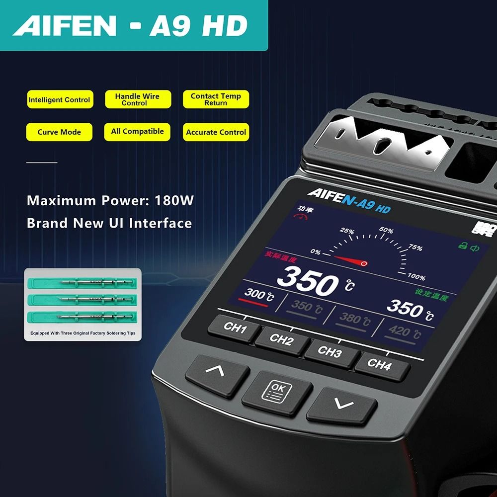 AIFEN A9HD 180W Digital Soldering Iron Station with Curve Mode