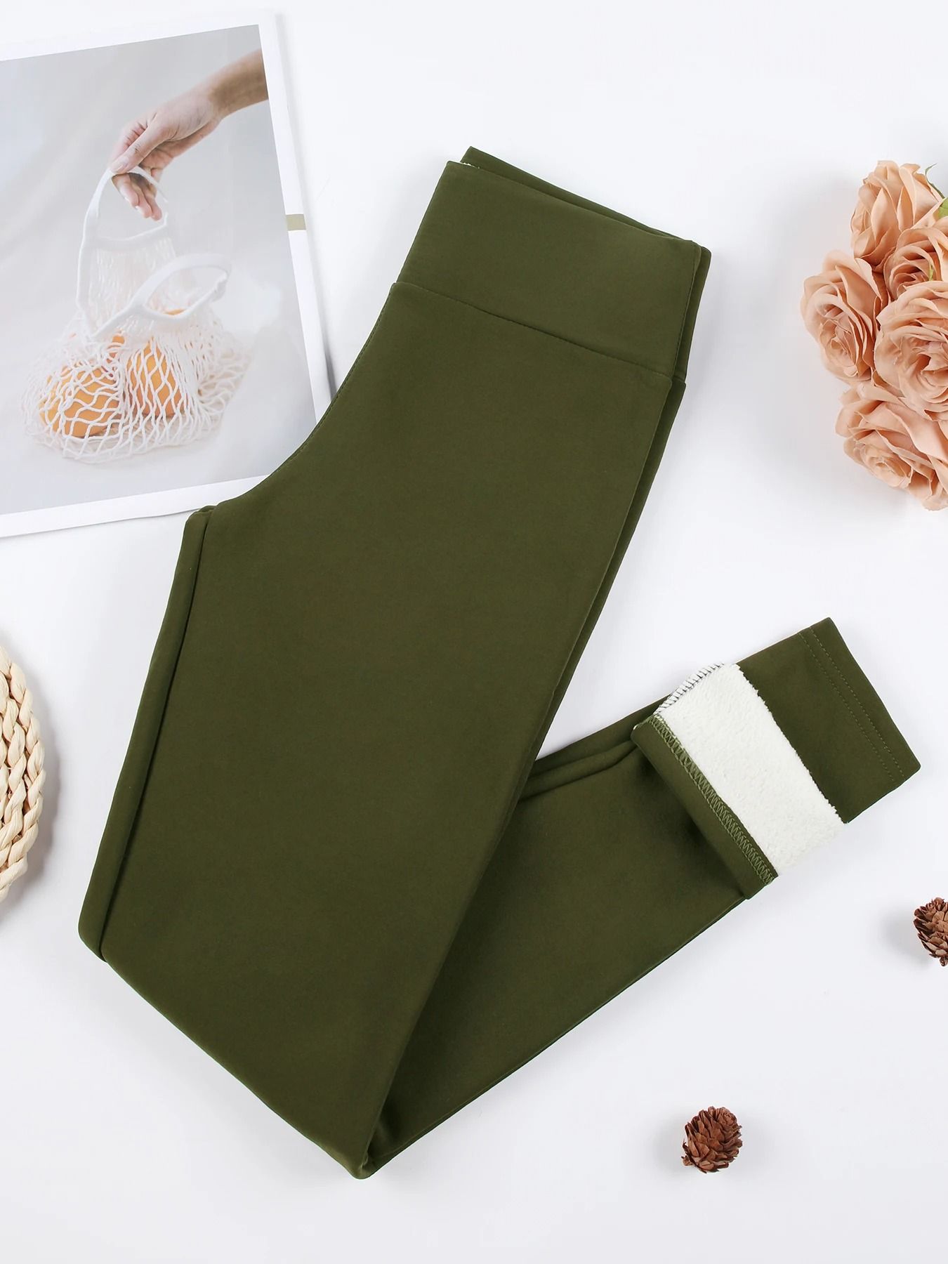 Winter Warm Leather Label Leggings Women High Waist Skinny Stretch Pants