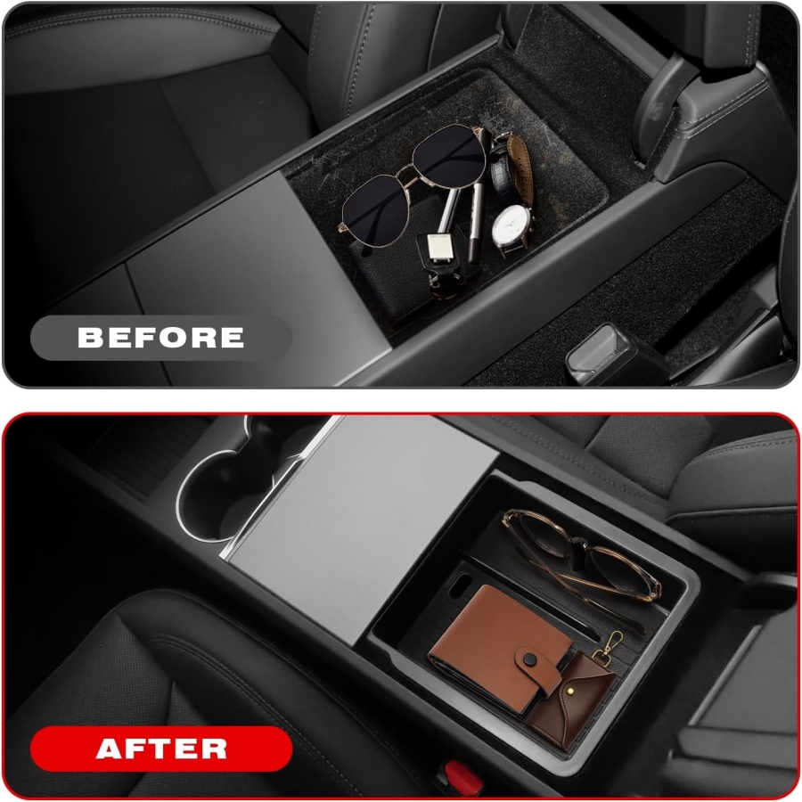 Tesla Model Y Juniper & Model Highland ABS Center Console Organizer Tray Premium Armrest Storage Box Accessories