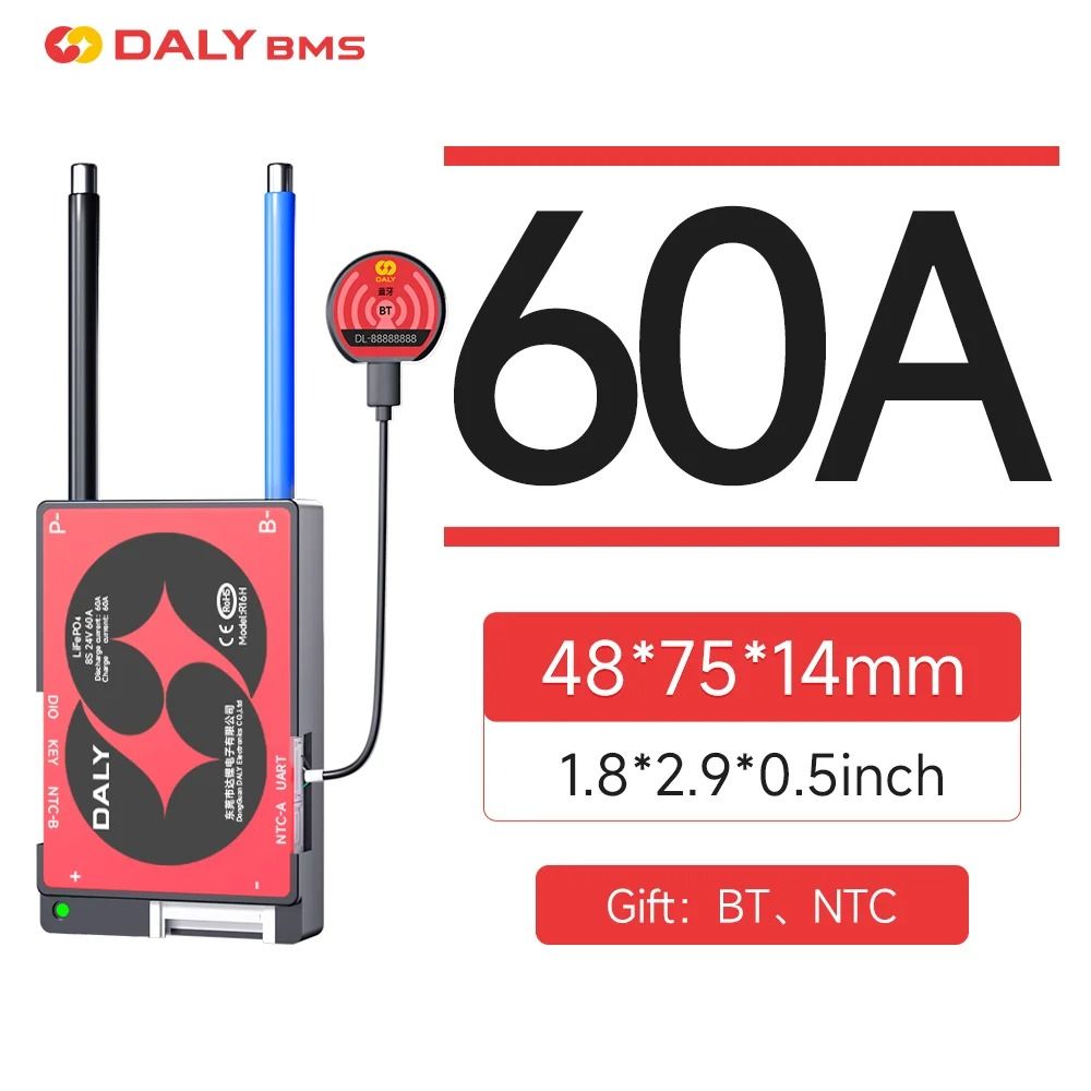 Daly Smart Lifepo4 BMS 4S 8S 16S 24S 12V 24V 48V 72V Li ion Battery Management System