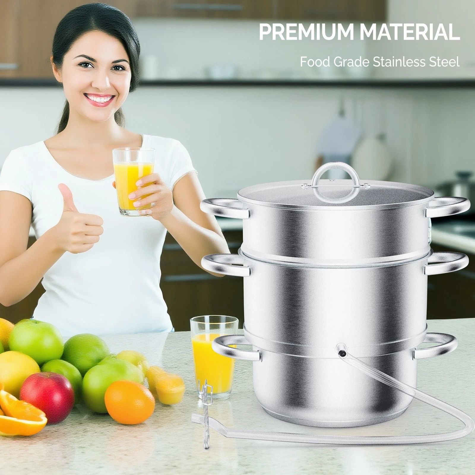 Stainless Steel Steam Juicer with Hose