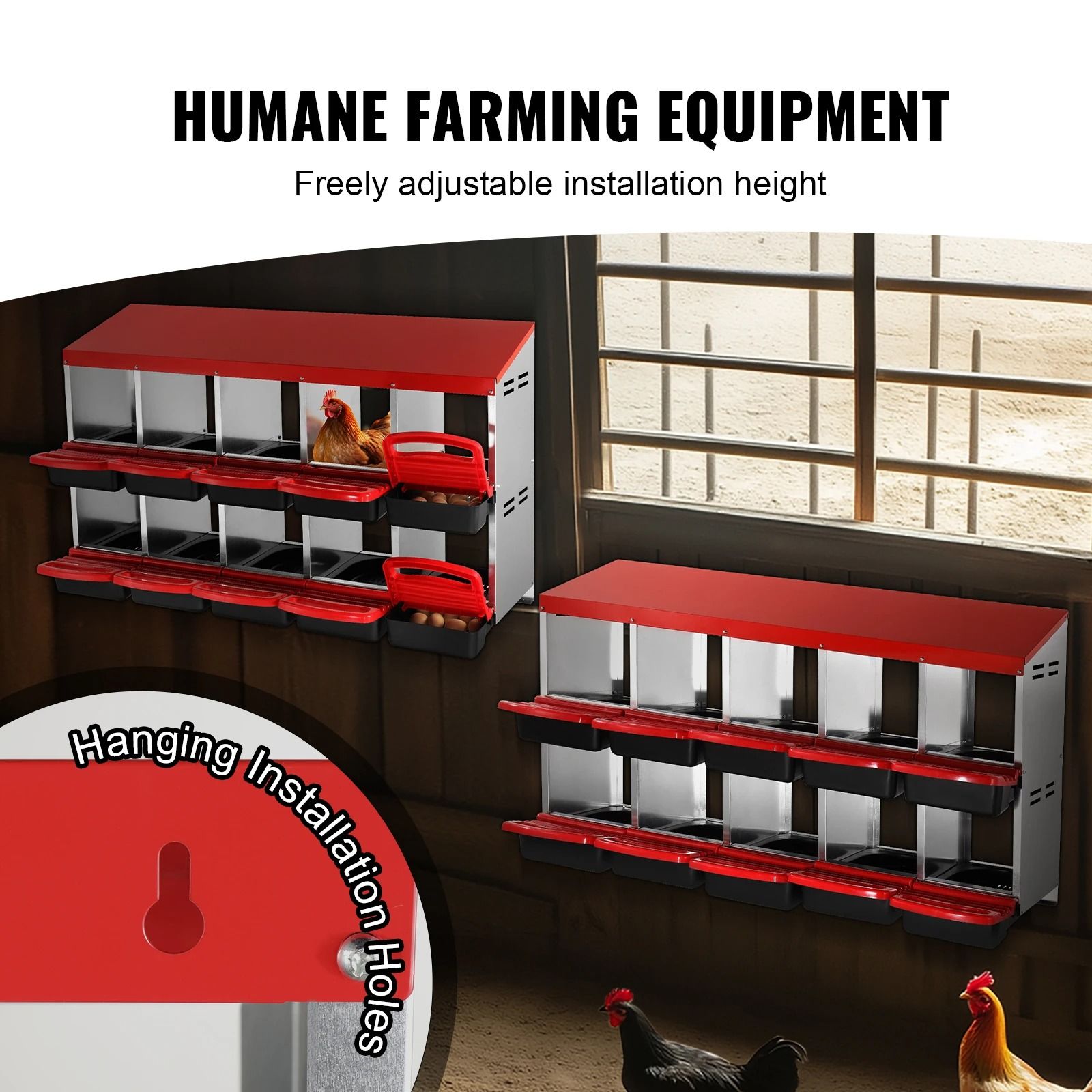 Large Capacity Metal Chicken Nesting Boxes with Removable Trays and Easy-Clean Design