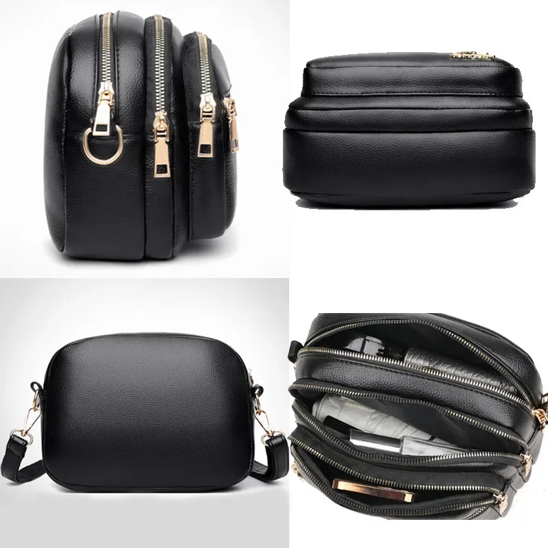 Luxury Ladies Handbag with Multi-pocket Design, High Quality Soft Leather Shoulder Messenger Bag