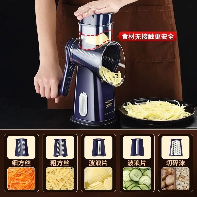 Vegetable Slicer Cutter Manual Drum Grater Multifunction Rotary Cheese Grater and Food Chopper