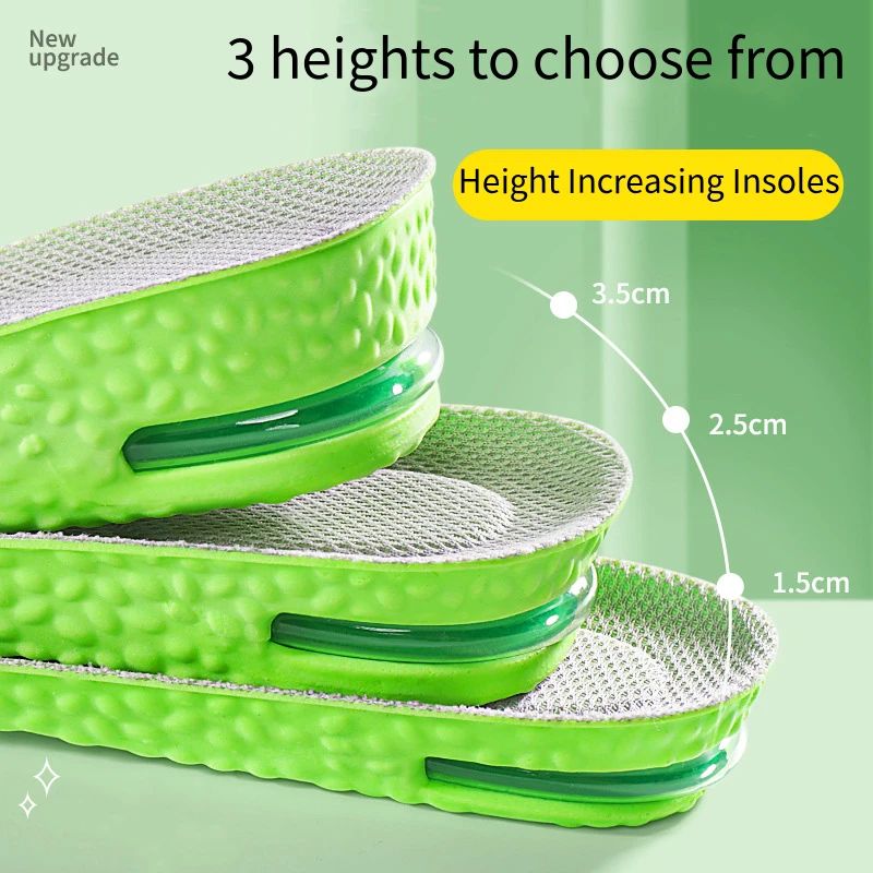 High Rise Air Cushion Height Increase Insoles Breathable Shock Absorbing Shoe Inserts