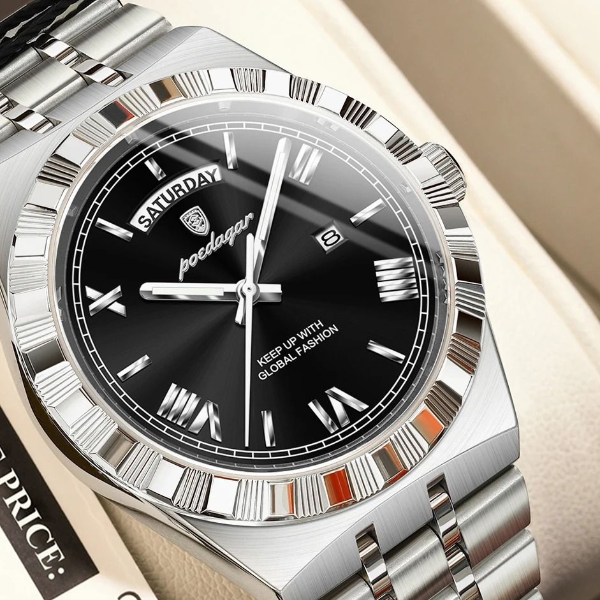 Poedagar Luxury Business Men Watch with Week and Date Display