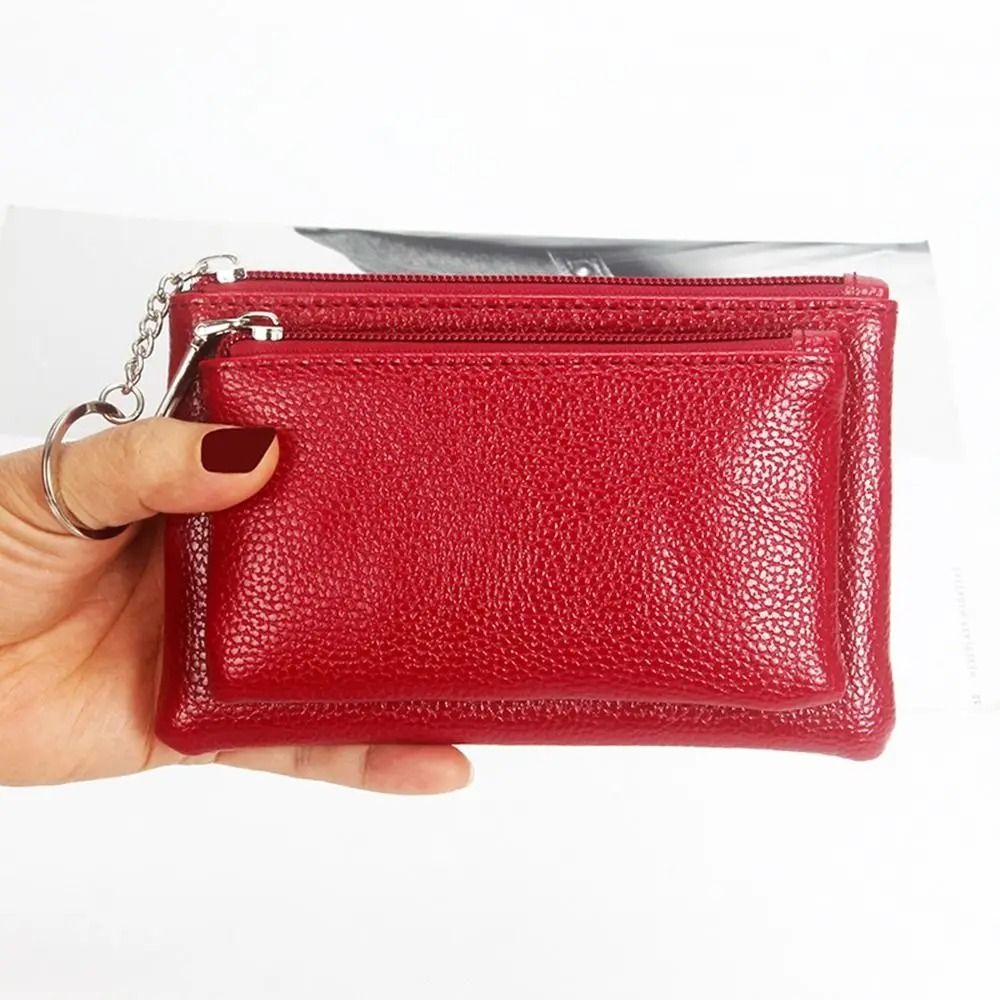 Elegant Lychee Pattern Slim Zipper Wallet