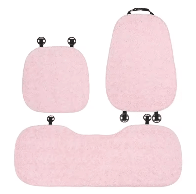 RoseWarm Plush Car Seat Cushion – Universal Warm Pink Autumn & Winter Comfort Pad