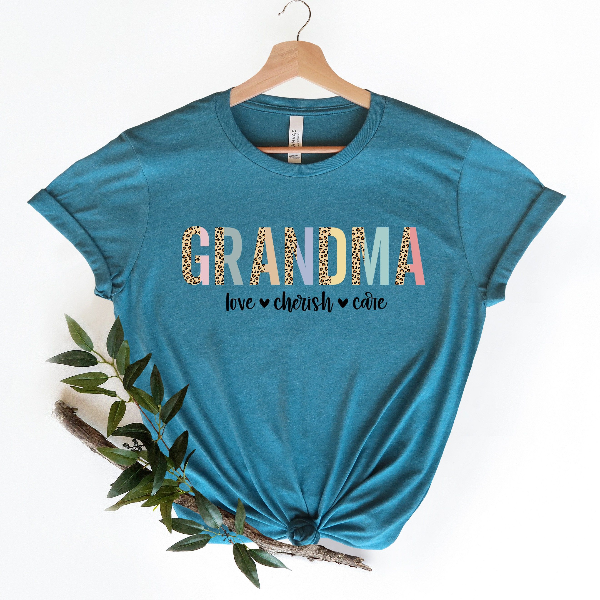 Leopard Grandma Shirt Love Cherish Care Tee Mothers Day Gift