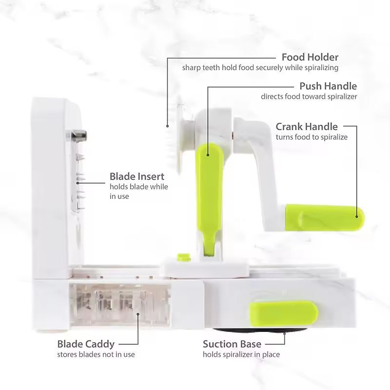 SmartPrep 5-in-1 Vegetable Spiralizer & Slicer – Foldable Veggie Pasta & Cheese Grater
