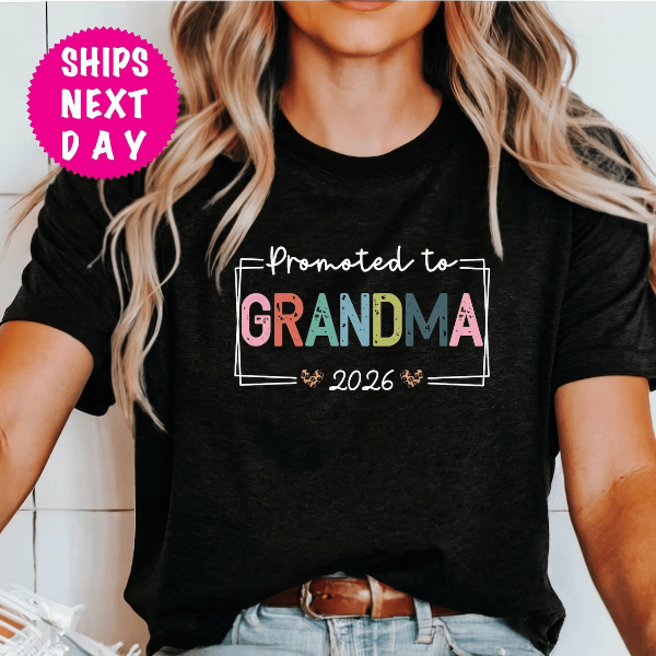 Promoted To Grandma Shirt Pregnancy Reveal Gift Tee