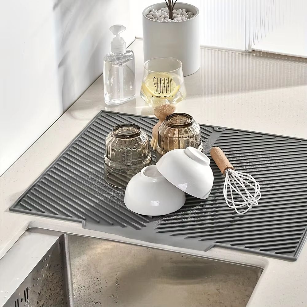 Premium Silicone Dish Drying Mat – Non-Slip Countertop Sink Draining Pad