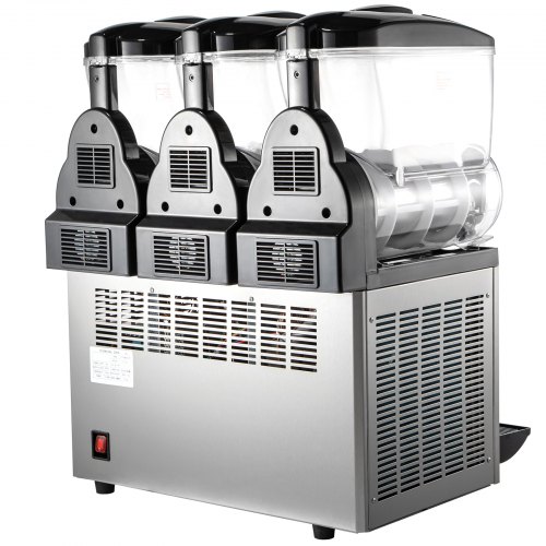 3x15L Commercial Slushy Machine, 1200W Stainless Steel Frozen Drink Maker, Adjustable Temperature (26.6°F-28.4°F)