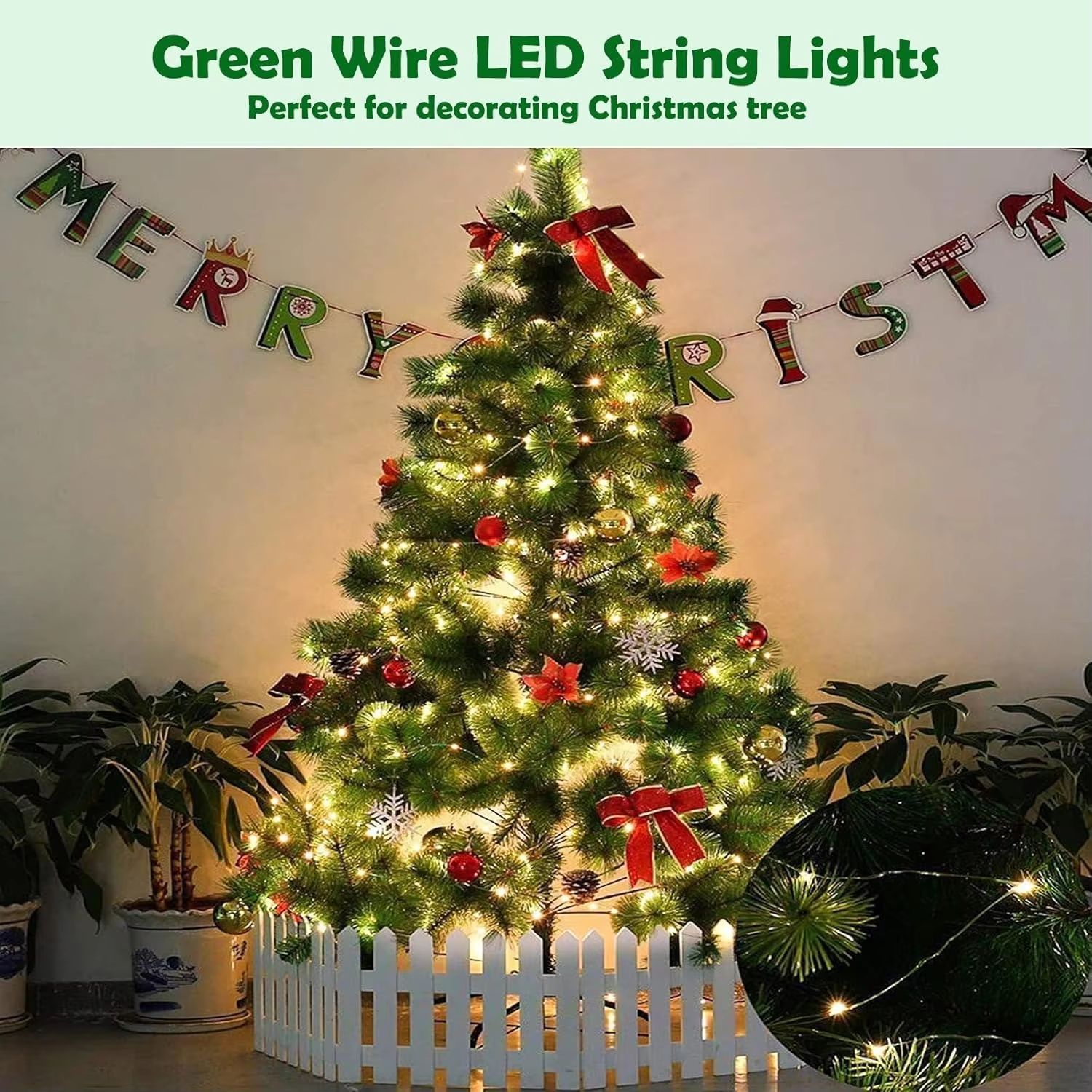 USB Copper Wire Fairy Lights with Remote Control Flexible Green String Decor