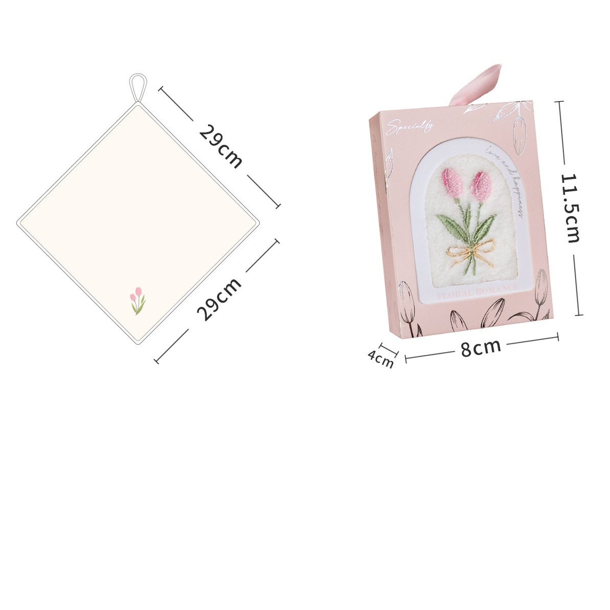 Flower Embroidered Face Towel, Tulip Hand Towel, Party Gift Souvenir Towel