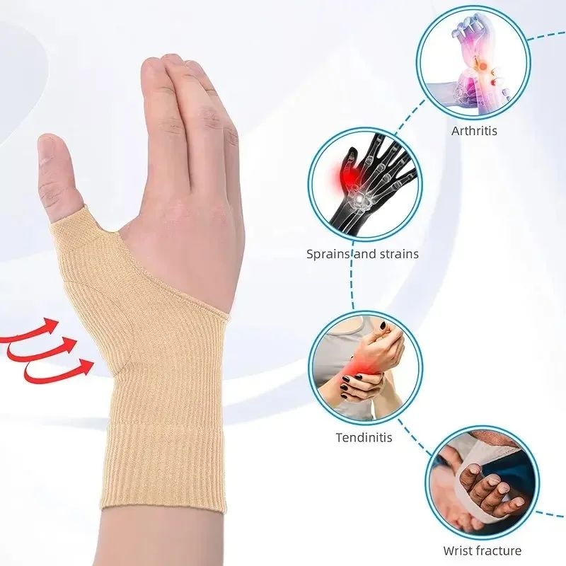 Wrist & Thumb Compression Arthritis Gloves with Breathable Wrist Support Brace and Thick Thumb Injury Pads