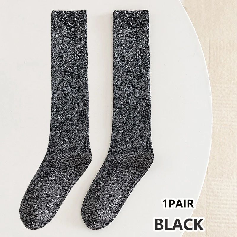 Womens Glitter Calf Socks Sparkly Metallic Casual Retro Socks, Bright Novelty Ankle Socks 1–5 Pairs