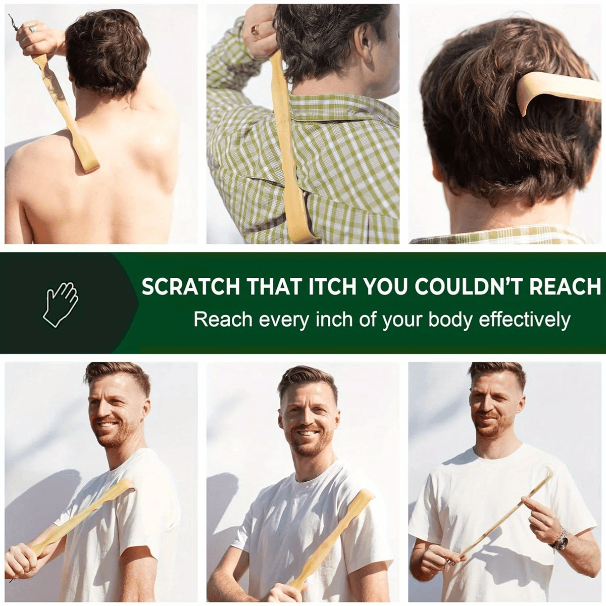 Bamboo Back Scratcher Massage Stick Long Handle Body Massager