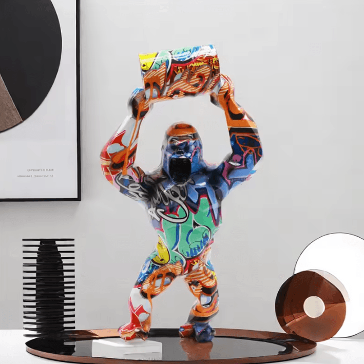 Creative Resin Gorilla Bucket Sculpture – Modern Artistic Animal Decor for Home & Office