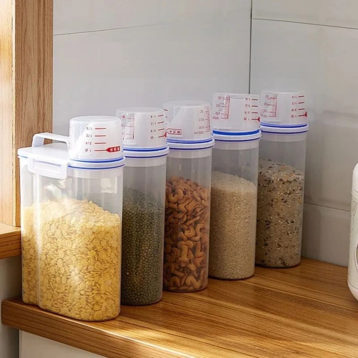 Airtight Rice Storage Container with Measuring Cup Moisture Proof Grain Storage Canister