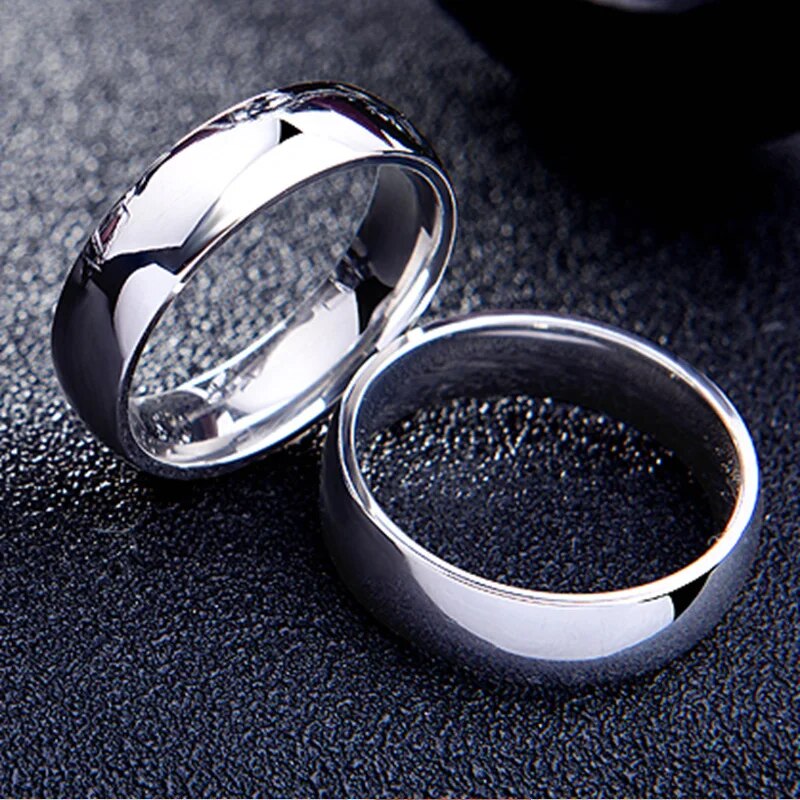 Simple Promise Ring in Gold & Silver Stainless Steel - Unisex Wedding Fashion Jewelry for Men & Women